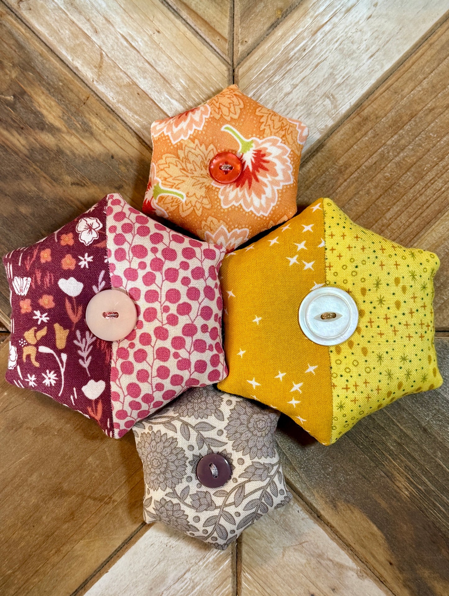 Pin Cushion - Half Hexie - Burgandy