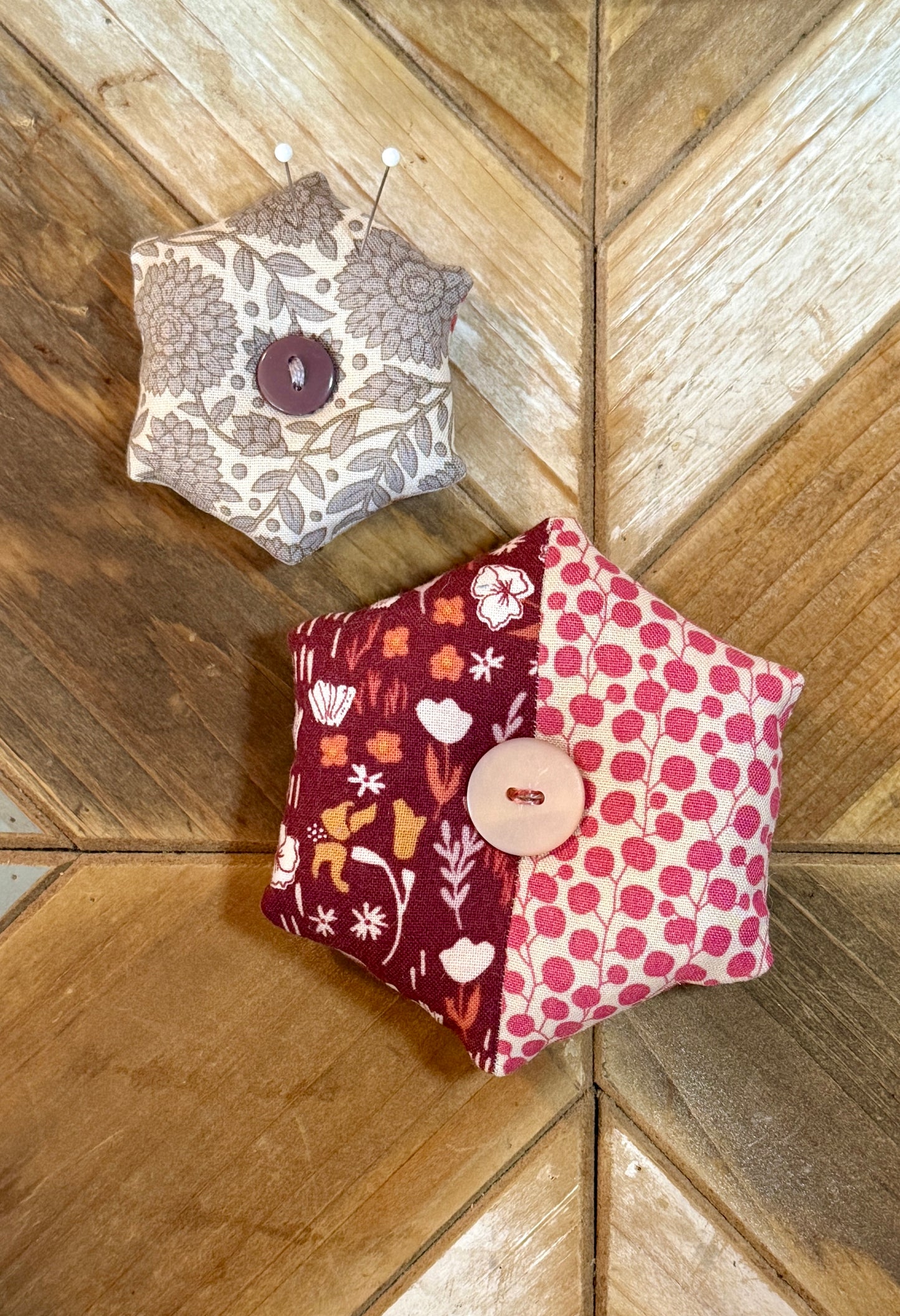 Pin Cushion - Half Hexie - Burgandy