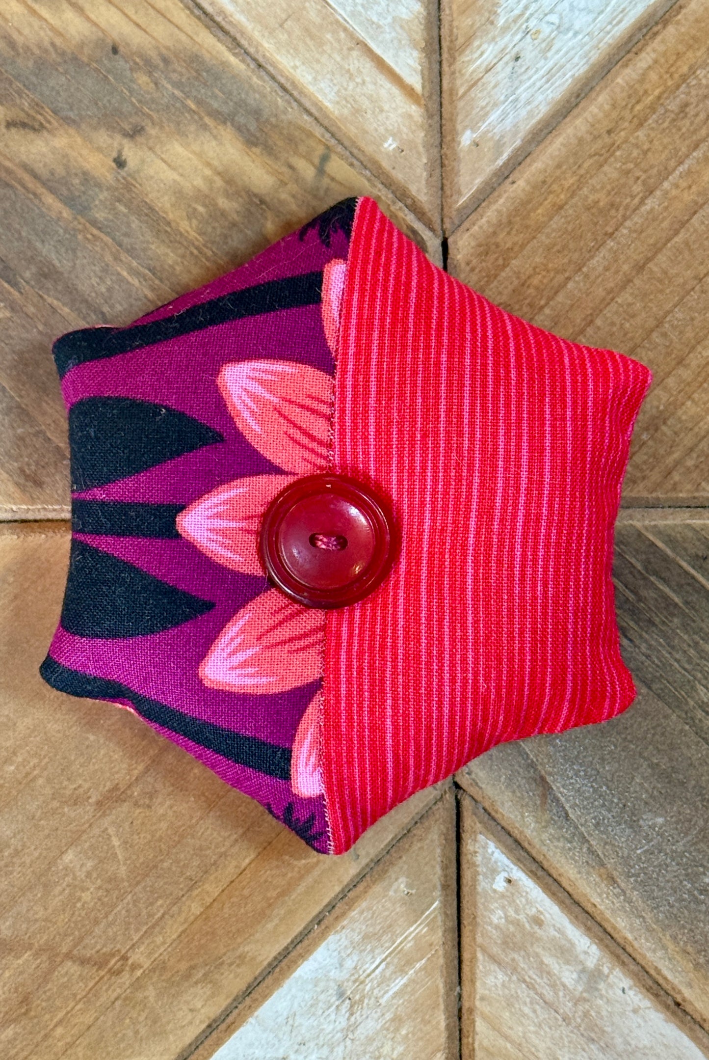 Pin Cushion - Half Hexie - Echinacea Red