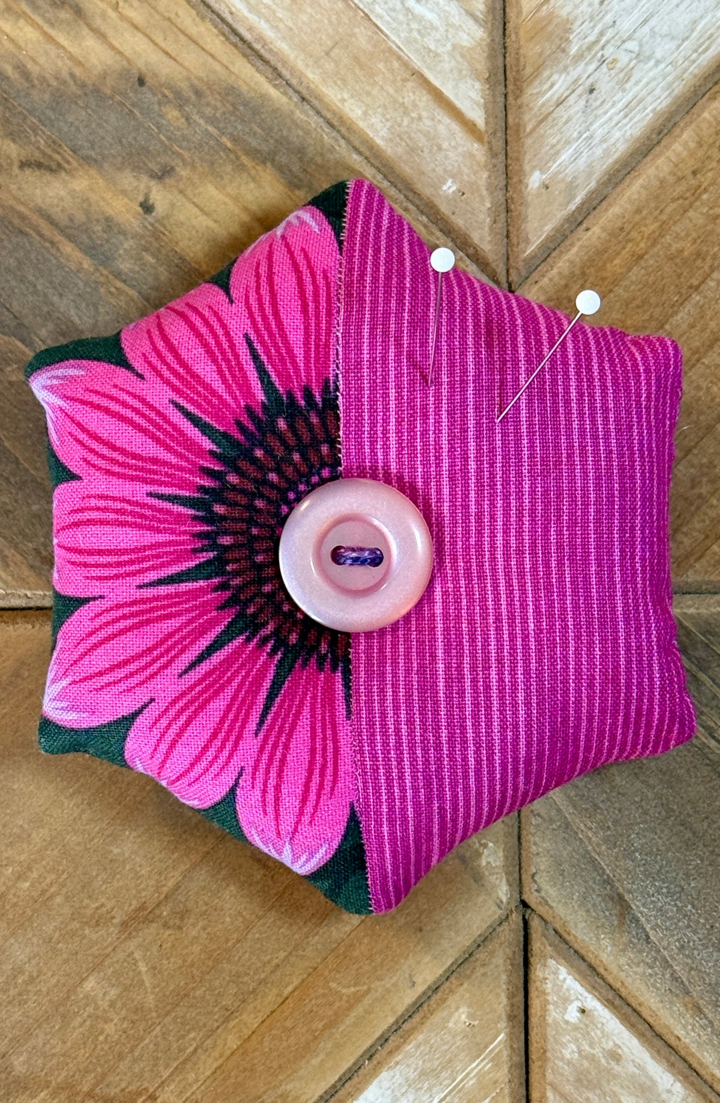 Pin Cushion - Half Hexie - Echinacea Red Violet