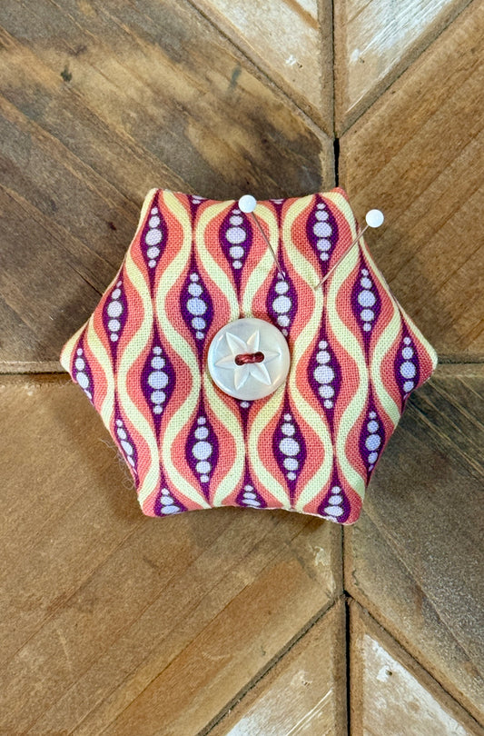 Pin Cushion - Mini Hexie - Purple/Orange