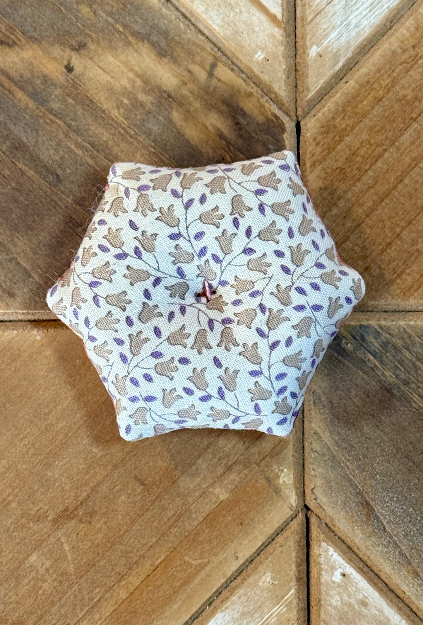 Pin Cushion - Mini Hexie - Orange Flower