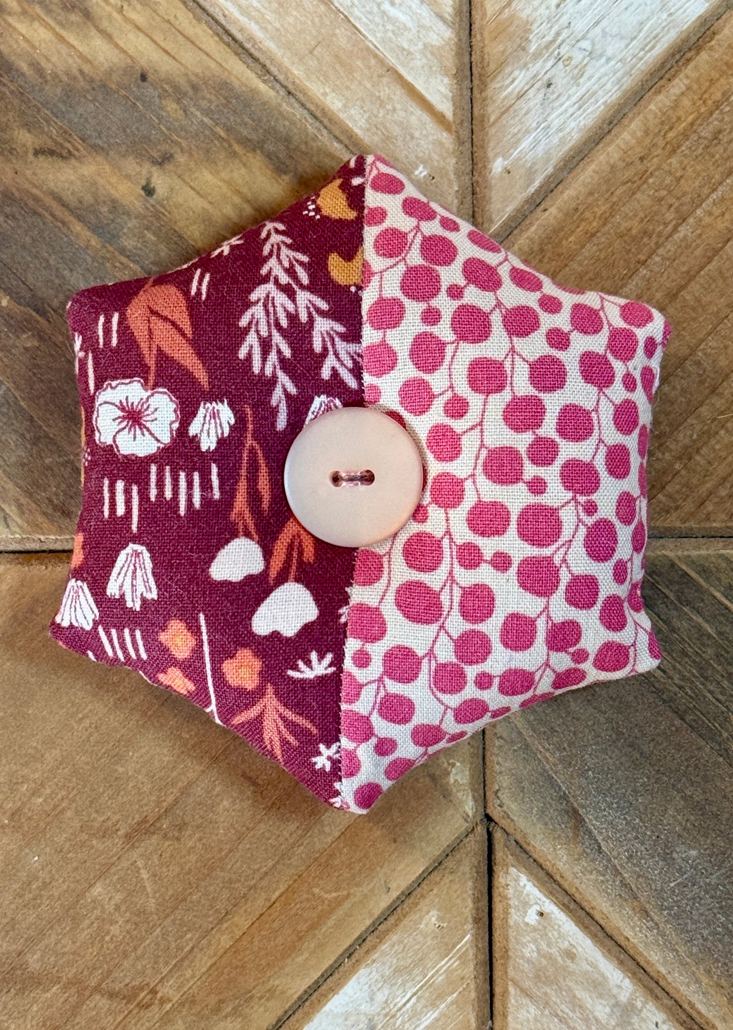 Pin Cushion - Half Hexie - Burgandy