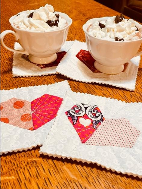 Coaster Pair - Heart  - Red