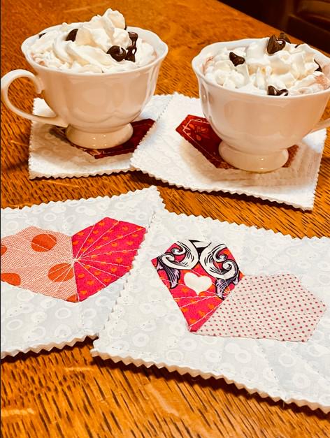 Coaster Pair - Heart  - Pink