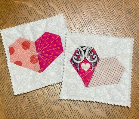 Coaster Pair - Heart  - Pink