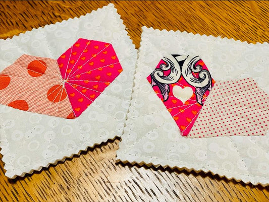 Coaster Pair - Heart  - Pink