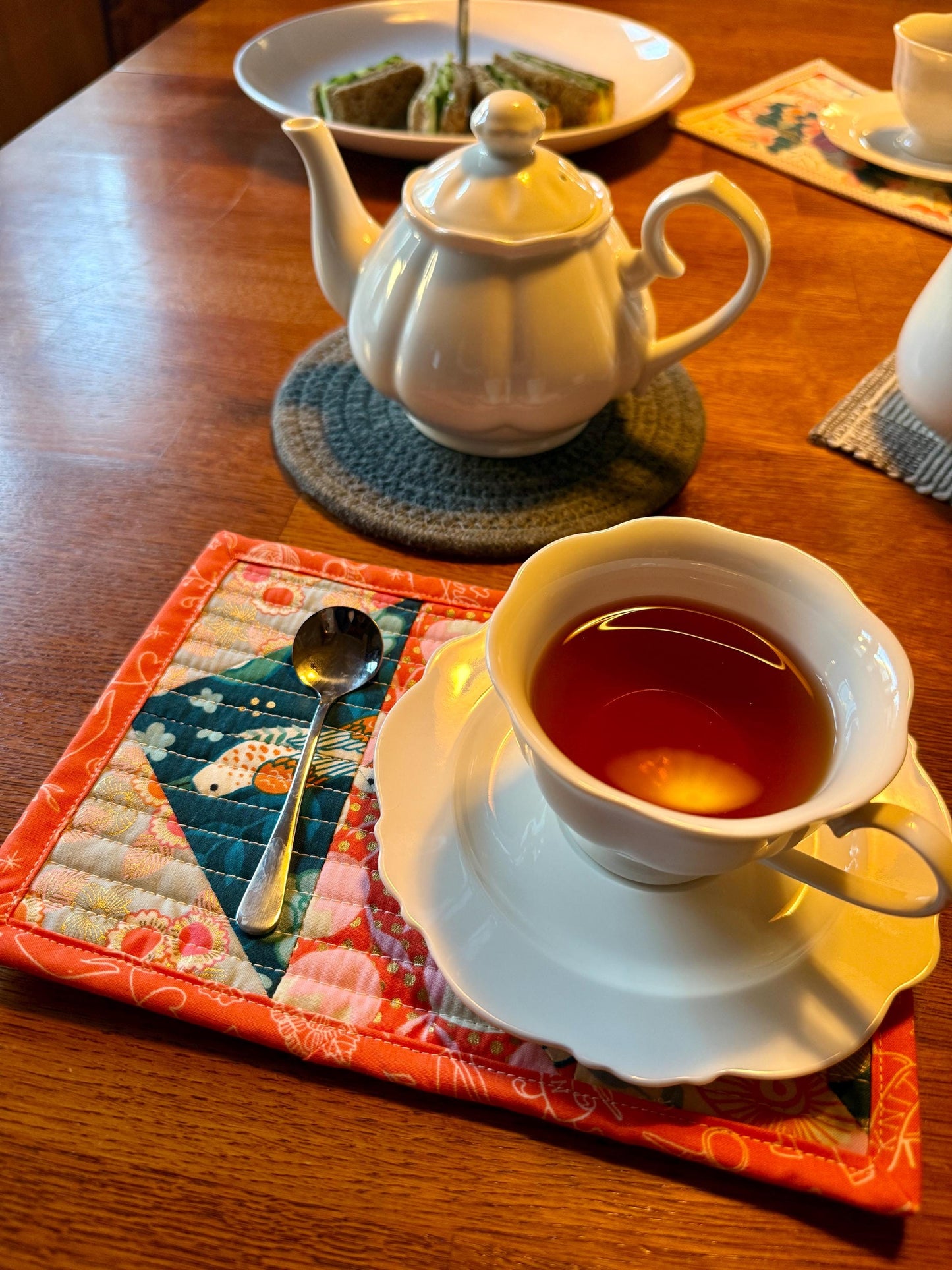 Tea Service/Mug Rug - Geese Navy/Orange