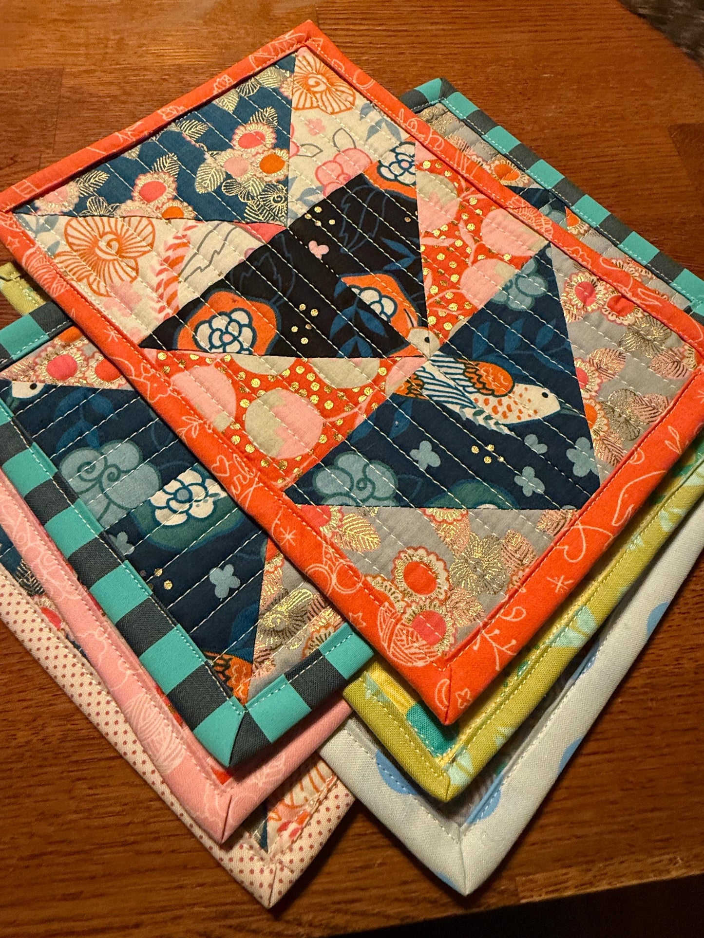 Tea Service/Mug Rug - Geese Navy/Orange