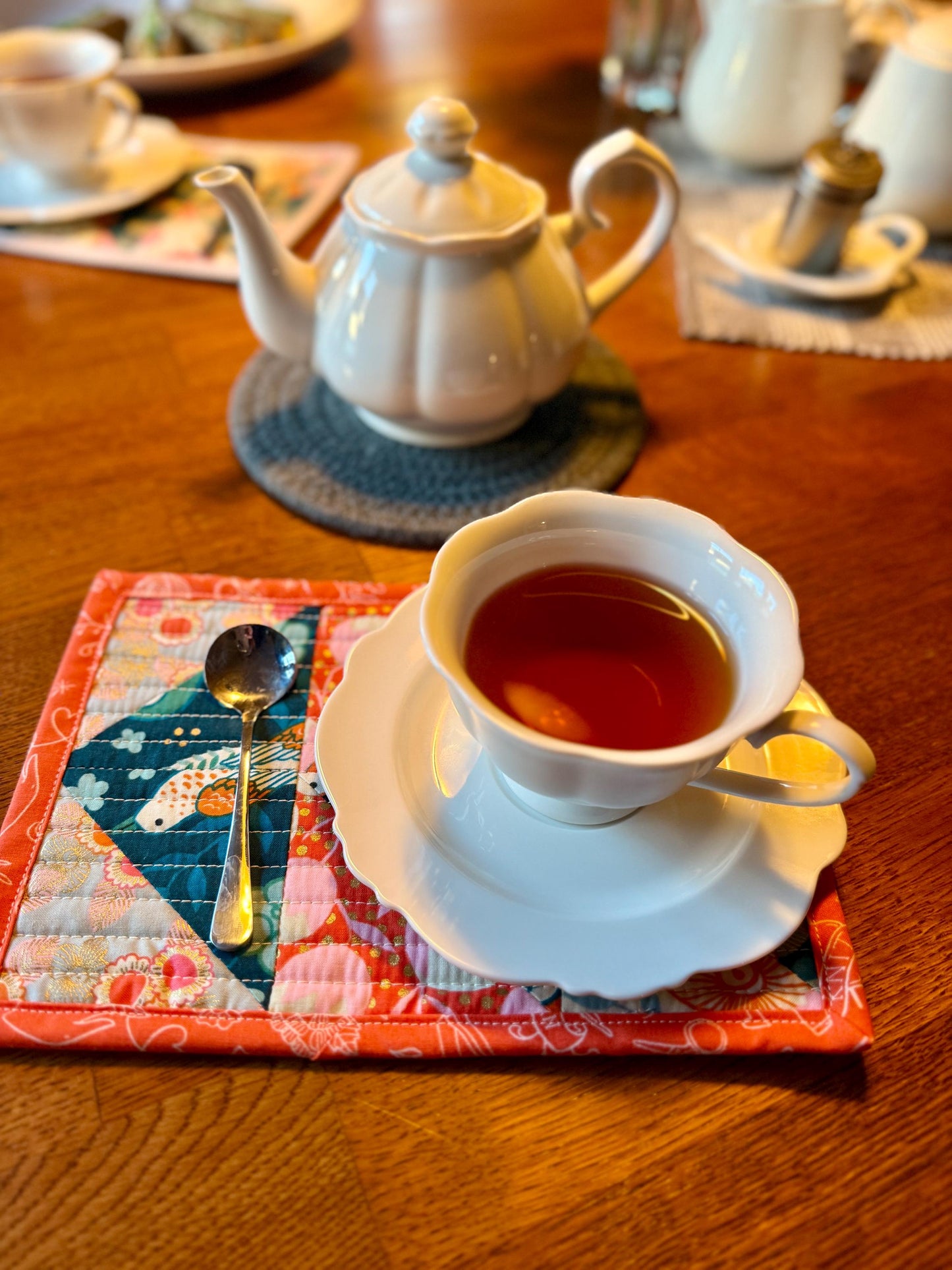 Tea Service/Mug Rug - Geese Navy/Orange