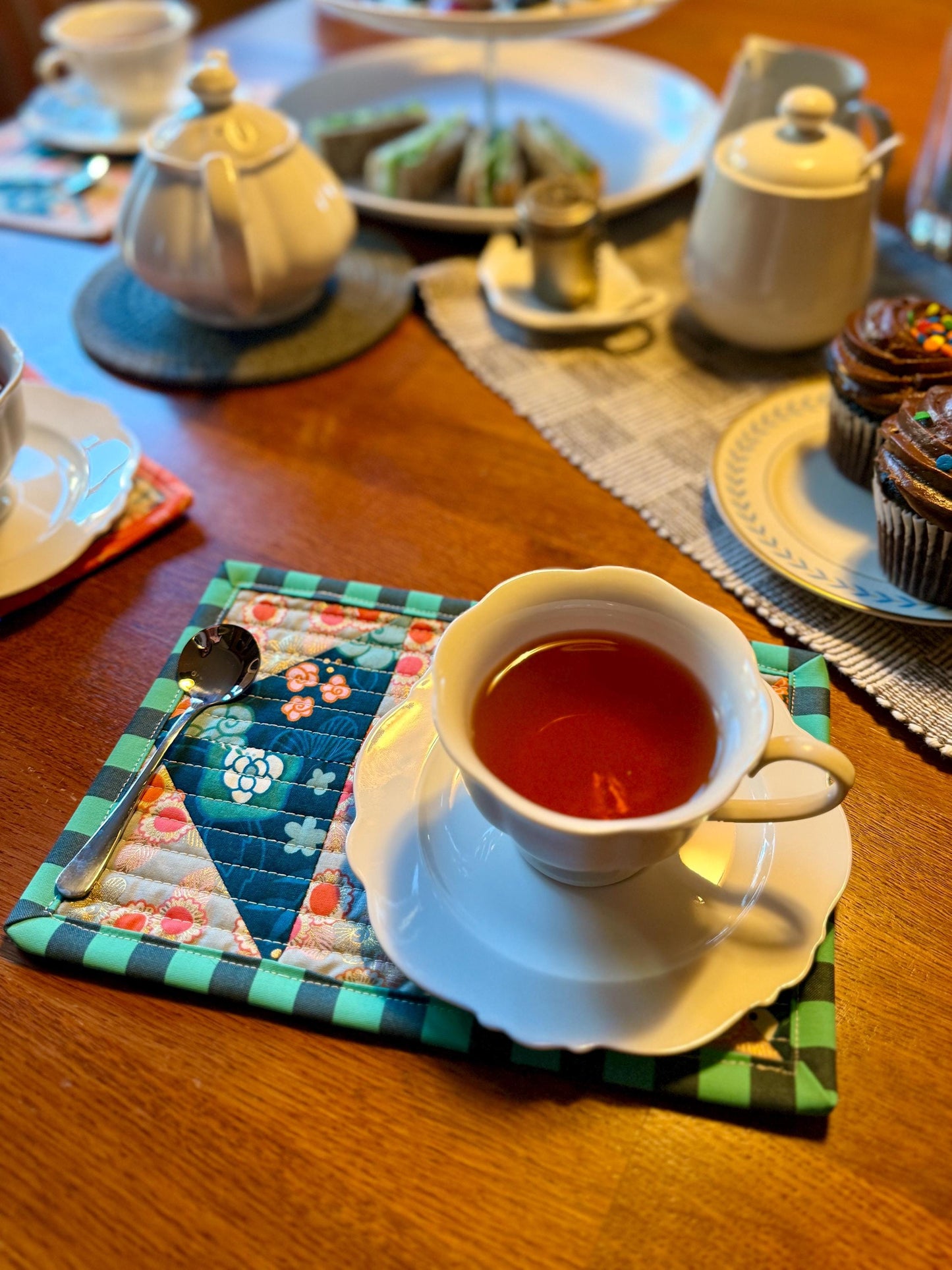 Tea Service/Mug Rug  - Geese Navy/Grey