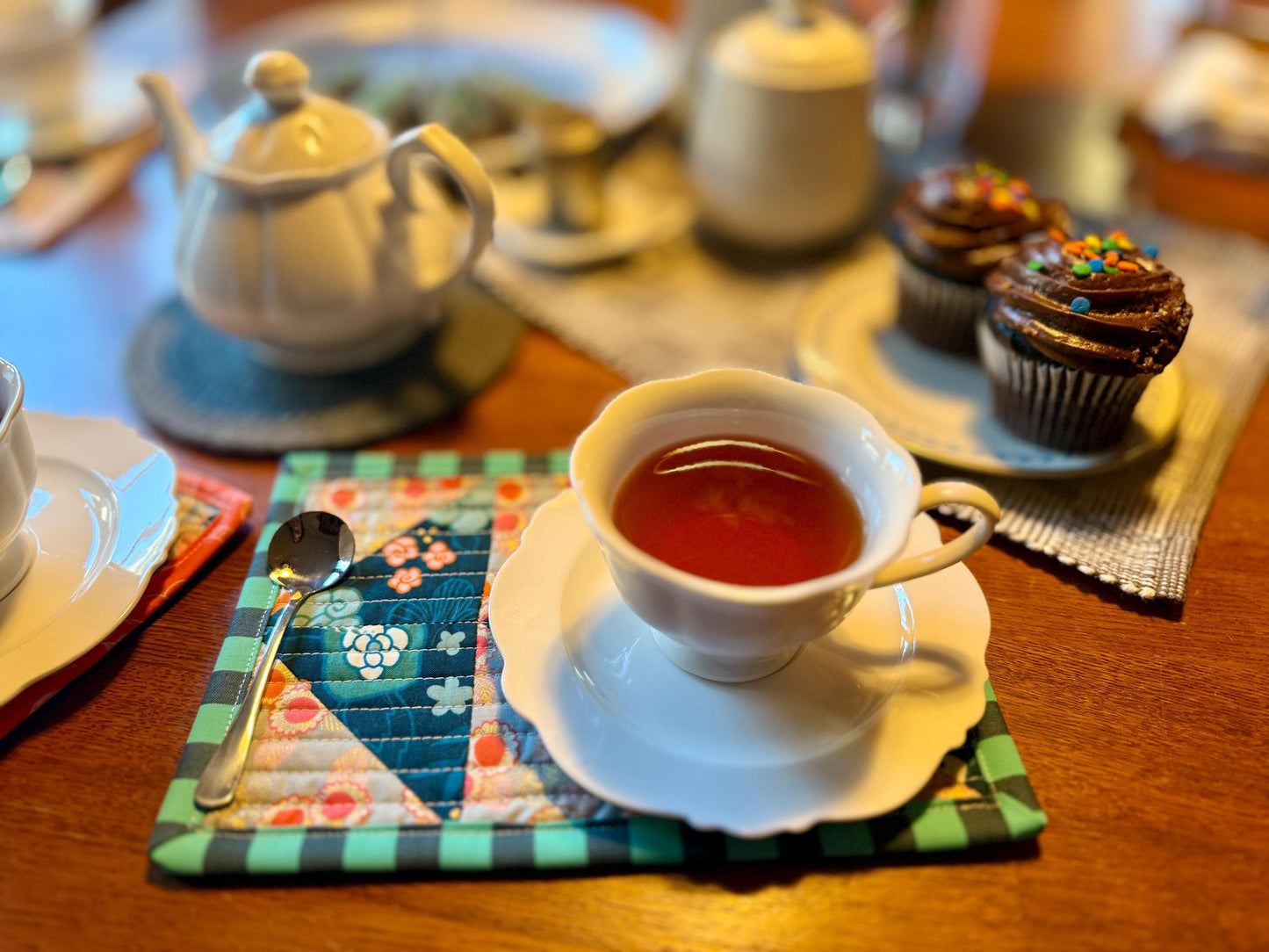 Tea Service/Mug Rug  - Geese Navy/Grey