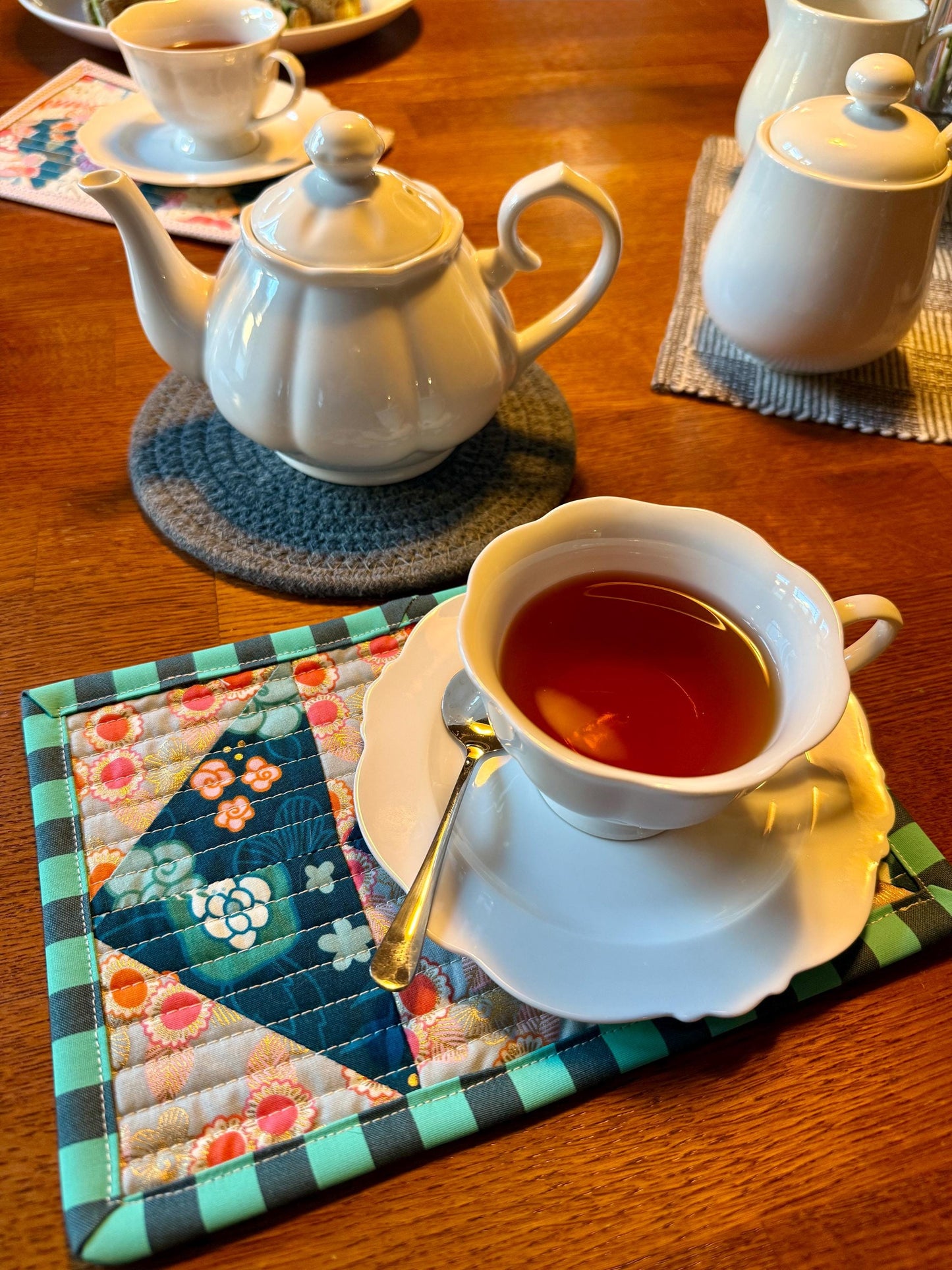 Tea Service/Mug Rug  - Geese Navy/Grey